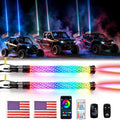 2-in-1 2FT Fat Whip Lights, Whipless LED Whip Lights with Rocker Switch, Remote & APP Control, 360° Spiral Multi-Color Lights, Compatible with Polaris, Can-Am, CFMOTO, ATVs (2 Pack)