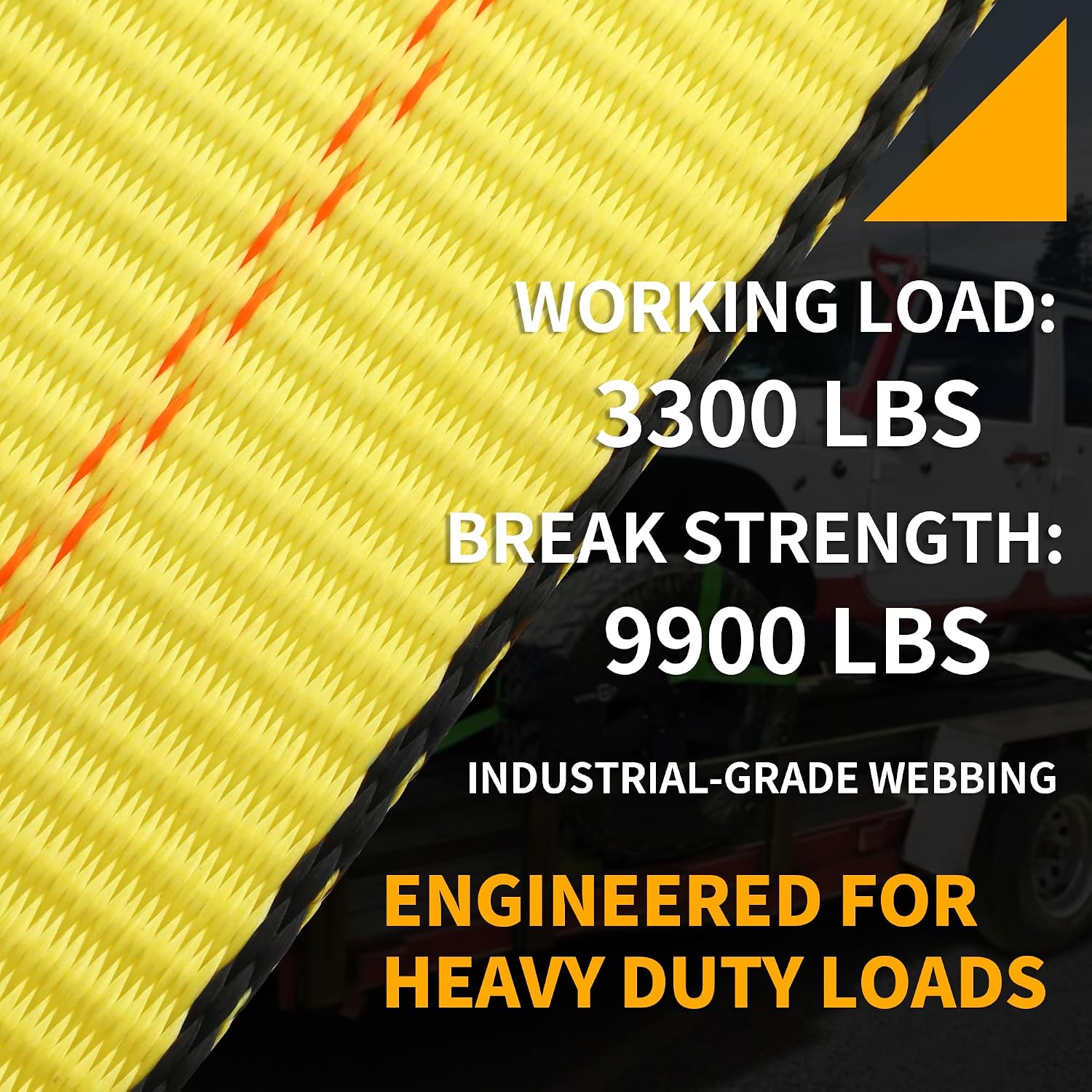 4 Pack Tire Tie Down Straps for Trailers – 2" x 96" Lasso Wheel TrailerRatchet Straps with Chain Anchors, Heavy Duty 9900 lbs Break Strength,UTV, SUV, Truck Trailer Hauling, Yellow