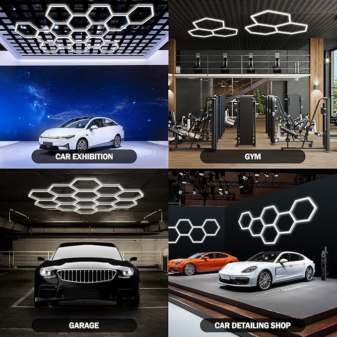 MODERN Hexagon LED Light, 105W 12600LM 6500K, 3 Hexagonal LED Shop Light - Image 6