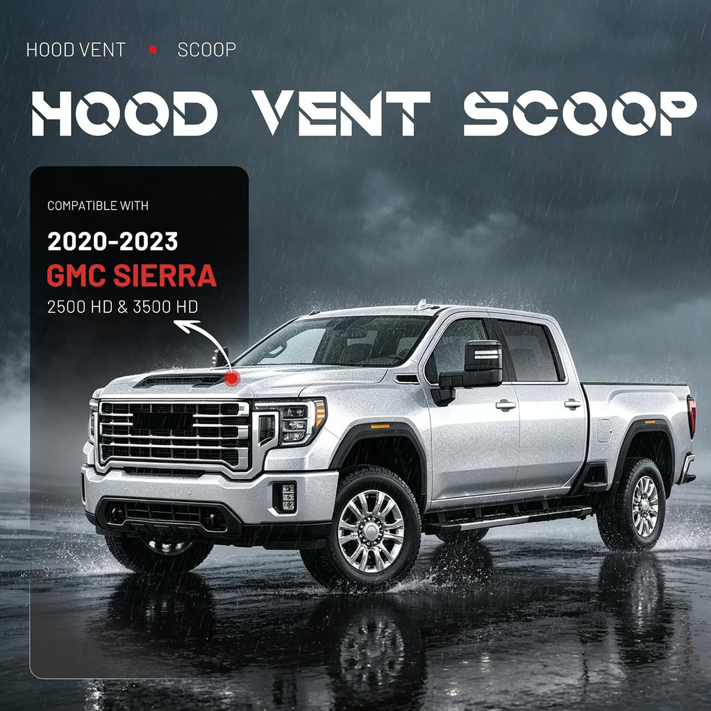 ALMULOO Hood Vent Scoop Compatible with 2020-2023 GMC Sierra 2500 HD & 3500 HD Plastic (ABS+PP) Front Hoods Air Intake Vent Cooling Scoop Plastic (ABS+PP）Painted Gloss Black