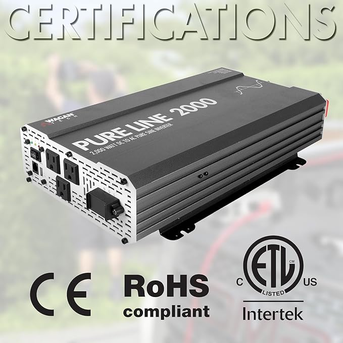 Wagan EL3808 Pure Line Power Inverter 2000 Watt DC 12V to 110V AC Car Pure Sine - Image 6