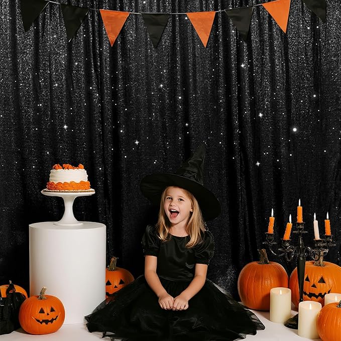 SquarePie Sequin Backdrop Less Transparent Background Sparkly Curtain for Wed...