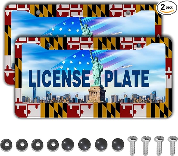 Front License Plate Bracket Multicolor License Plate Frames Flag of Maryland by Unknown