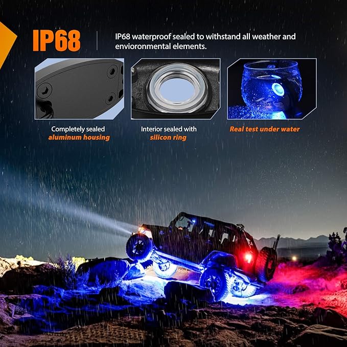 Nilight LED Rock Light Pods Waterproof Under Body Wheel Well Light Exterior - Image 5