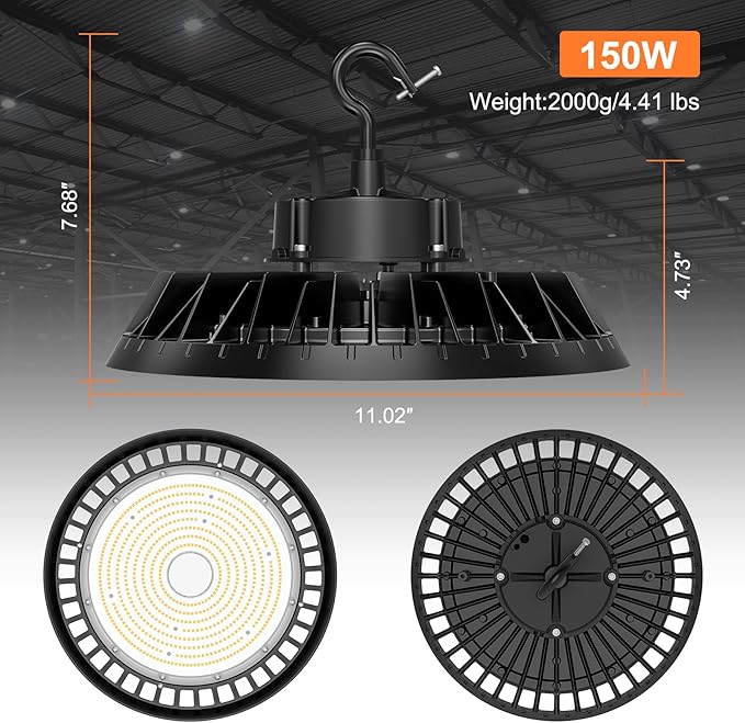 8Pack LED High Bay Lights, Super Bright 150W UFO High Bay LED Shop Lights - Image 4