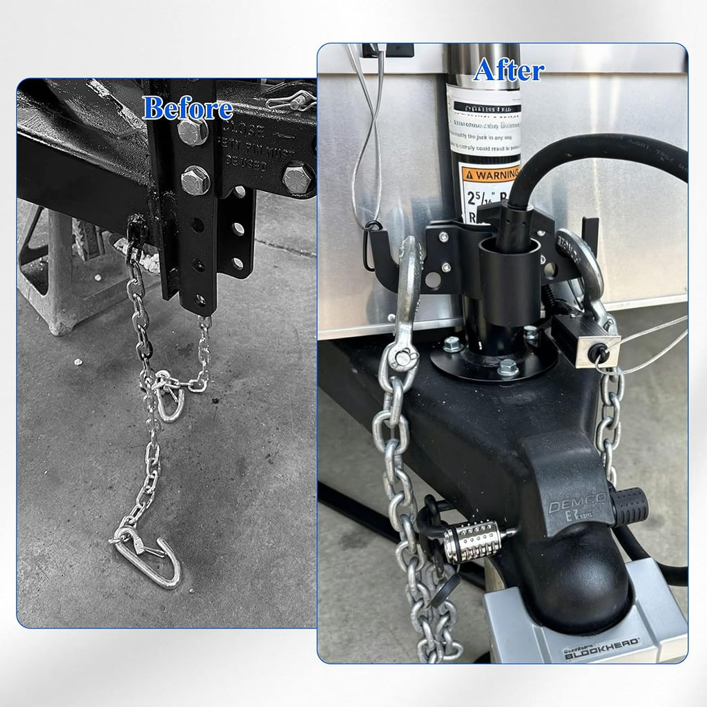 Aluminum Trailer Chain Holder, 7-Way RV Plug Holder Heavy Duty Towing Chain Organizer, Heavy Duty Anti-Rust Cable Wire Harness Holders for Camper Trailer Towing Accessories