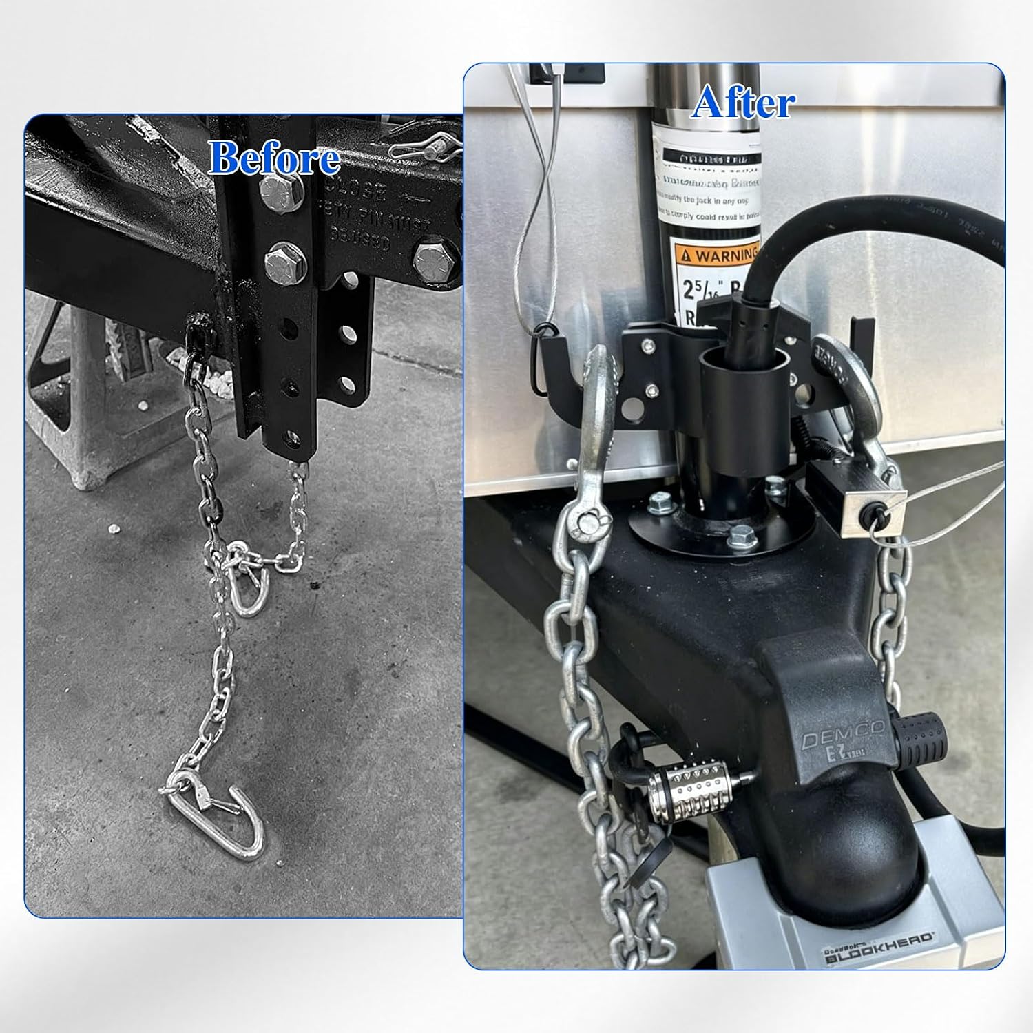Aluminum Trailer Chain Holder, 7-Way RV Plug Holder Heavy Duty Towing Chain Organizer, Heavy Duty Anti-Rust Cable Wire Harness Holders for Camper Trailer Towing Accessories