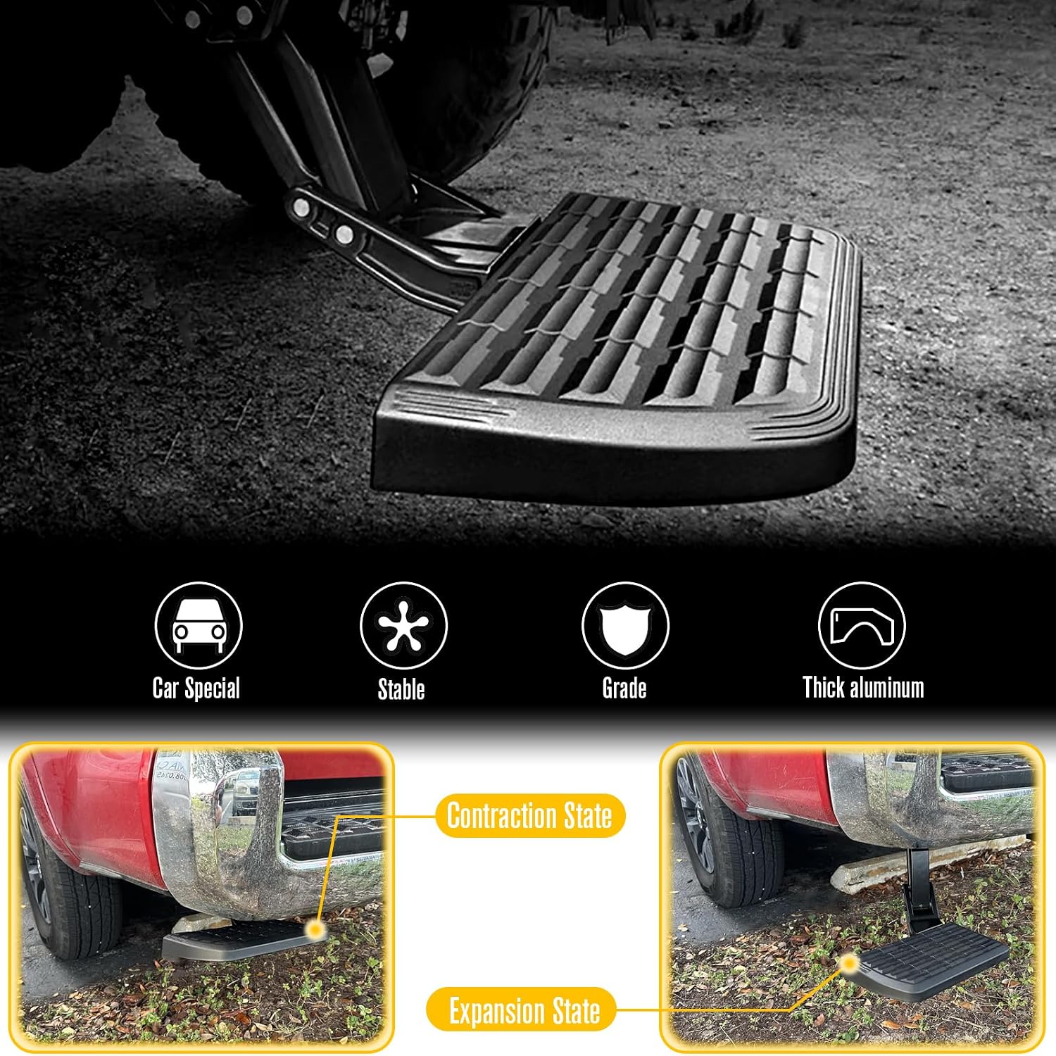 Rear Bed Step Tailgate Bedstep Fit for Toyota Tundra 2022 2023 2024 Retractable Bed Step, Folding Truck Step Replace #PTS30-34000 Rear Bumper Tailgate Step
