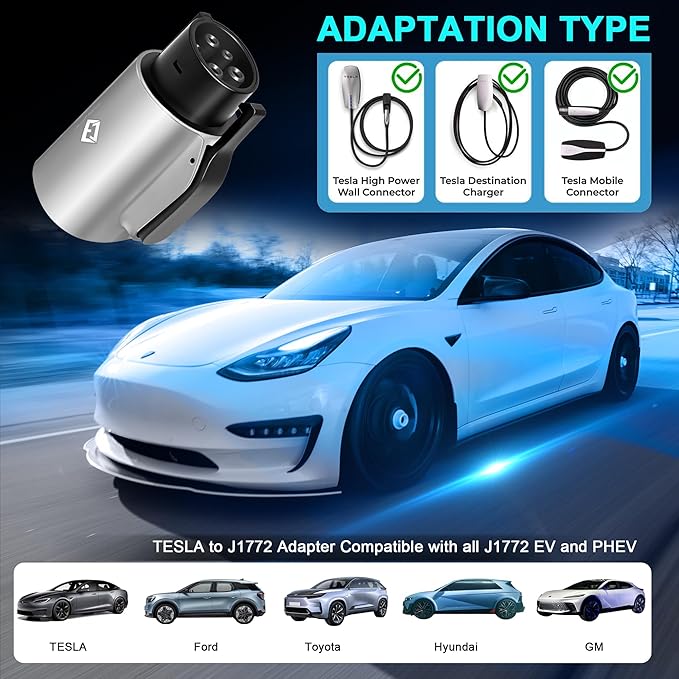 Tesla to J1772 Adapter, 80A 250V Max, Portable and Outdoor EV Adapter, - Image 4