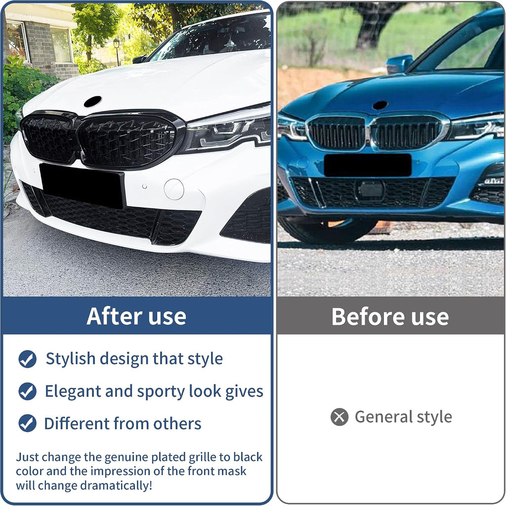 G20 Black Kidney Grill for BMW 2019-2022 3 Series G20 330i 340i | 3 Series G20 316i 318i 320i 328i 330i 335i 340i, Black Grille Black Diamond