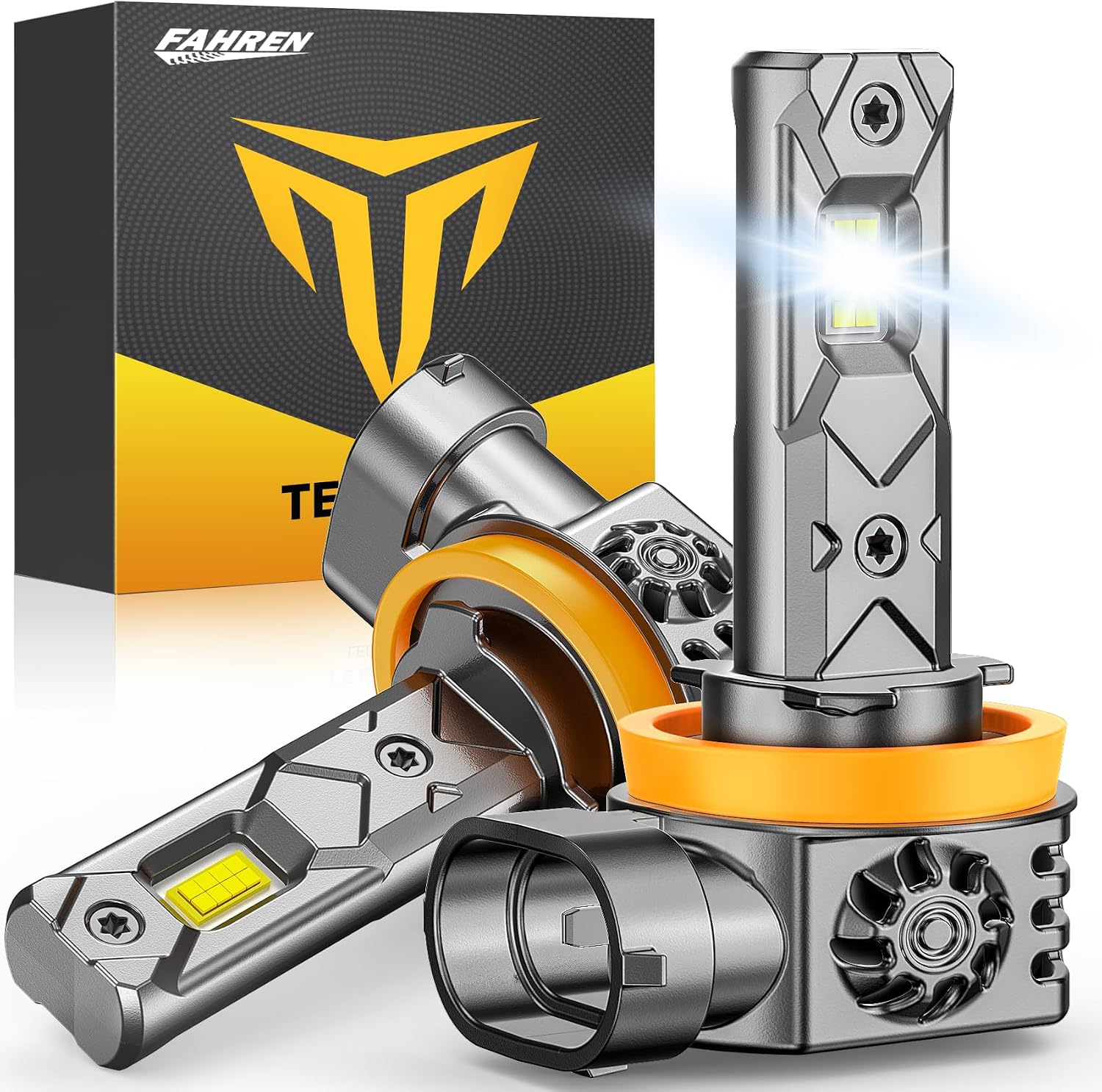 Termitor 2026 Upgraded & Morden H11/H9/H8 LED Bulb, 106000LM 1400% Ultra-Bright Real 1:1 Mini Size H11 H9 H8 Fog Light, 6500K 75000+ Lifespan Quick Install, Headlight Bulb Retainers Pack of 2