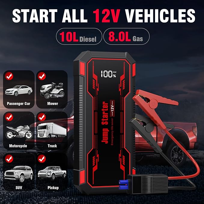 Car Jump Starter 6000A Car Battery Jump Starter Portable, 12V Battery Jumper - Image 3