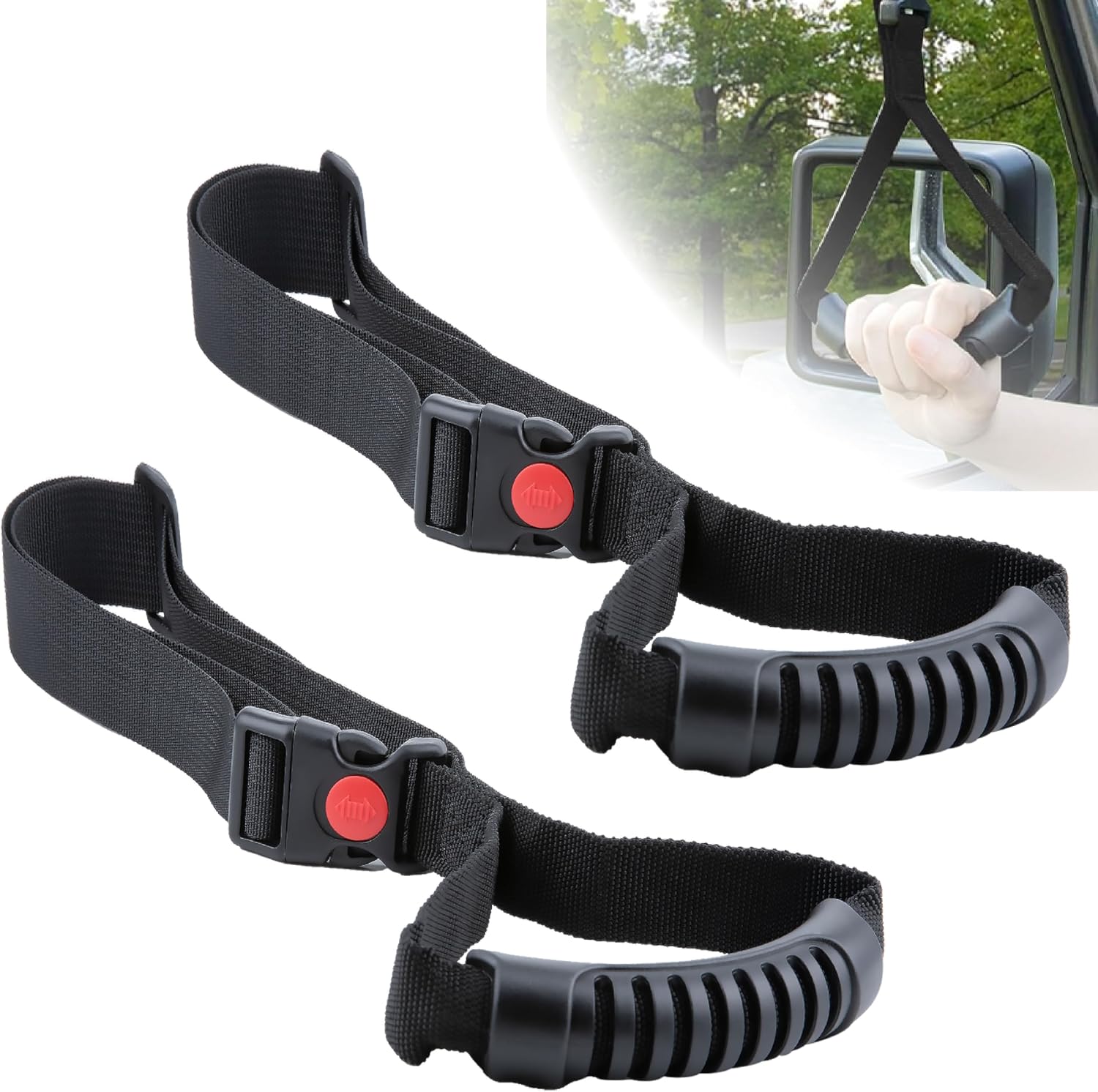 ecocstm 2 PCS Car Adjustable Grab Handles, Car Accessories Handle Assist, Safety Handle Portable Vehicle Support Grab Bar for Trucks, SUVs, Vans, Cars and ATVs (Black)