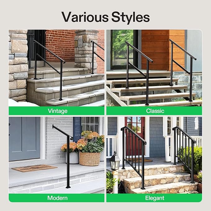 VIVOSUN Outdoor Handrail, Wrought Iron Stair Railing - Image 8