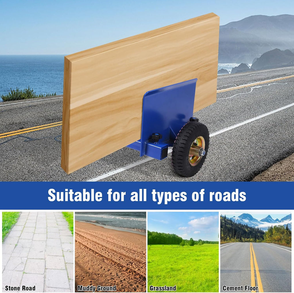 All Terrain Panel Dolly 550 lbs Capacity with Pneumatic Wheels for Drywall | Heavy-duty steel construction with pneumatic wheels, perfect for drywall, doors, and plywood transport indoors and outdoors.