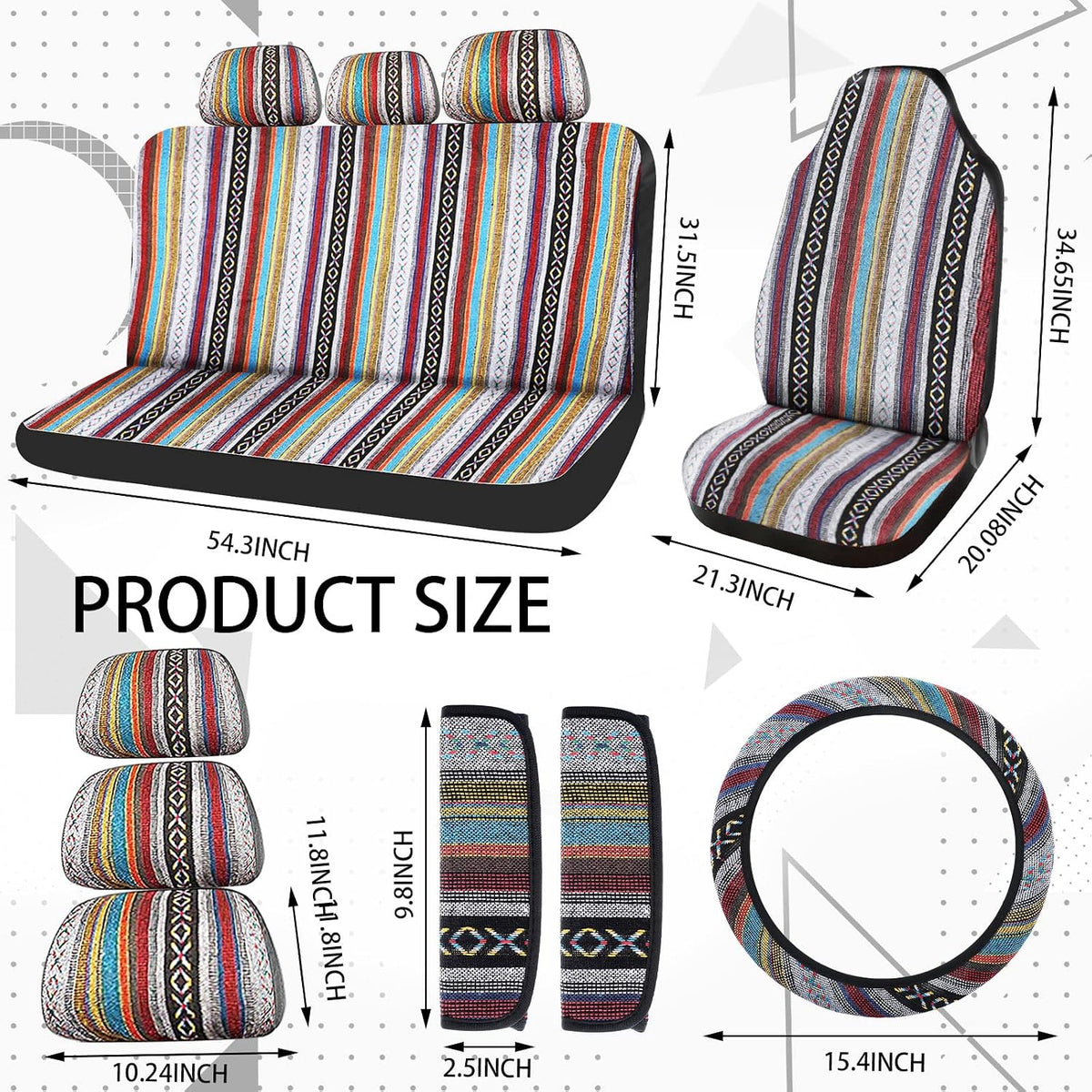 frienda 14 pcs baja saddle blanket car seat, close-up detail