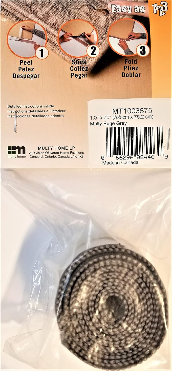 Multy Adhesive Carpet Finishing Edge, 1.5" x 30", Grey, 2-Pieces