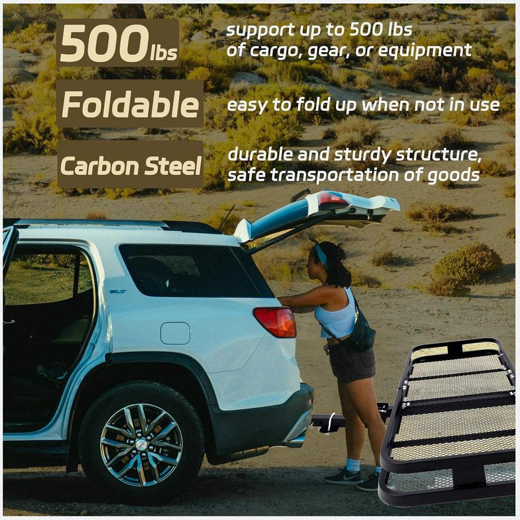 OUTLANE with Metal Cargo Carrier 60x24x6 Inch - Hitch Cargo Carrier, Trailer Hitch Cargo Carrier, Cargo Carrier, and Cargo Hitch Carrier