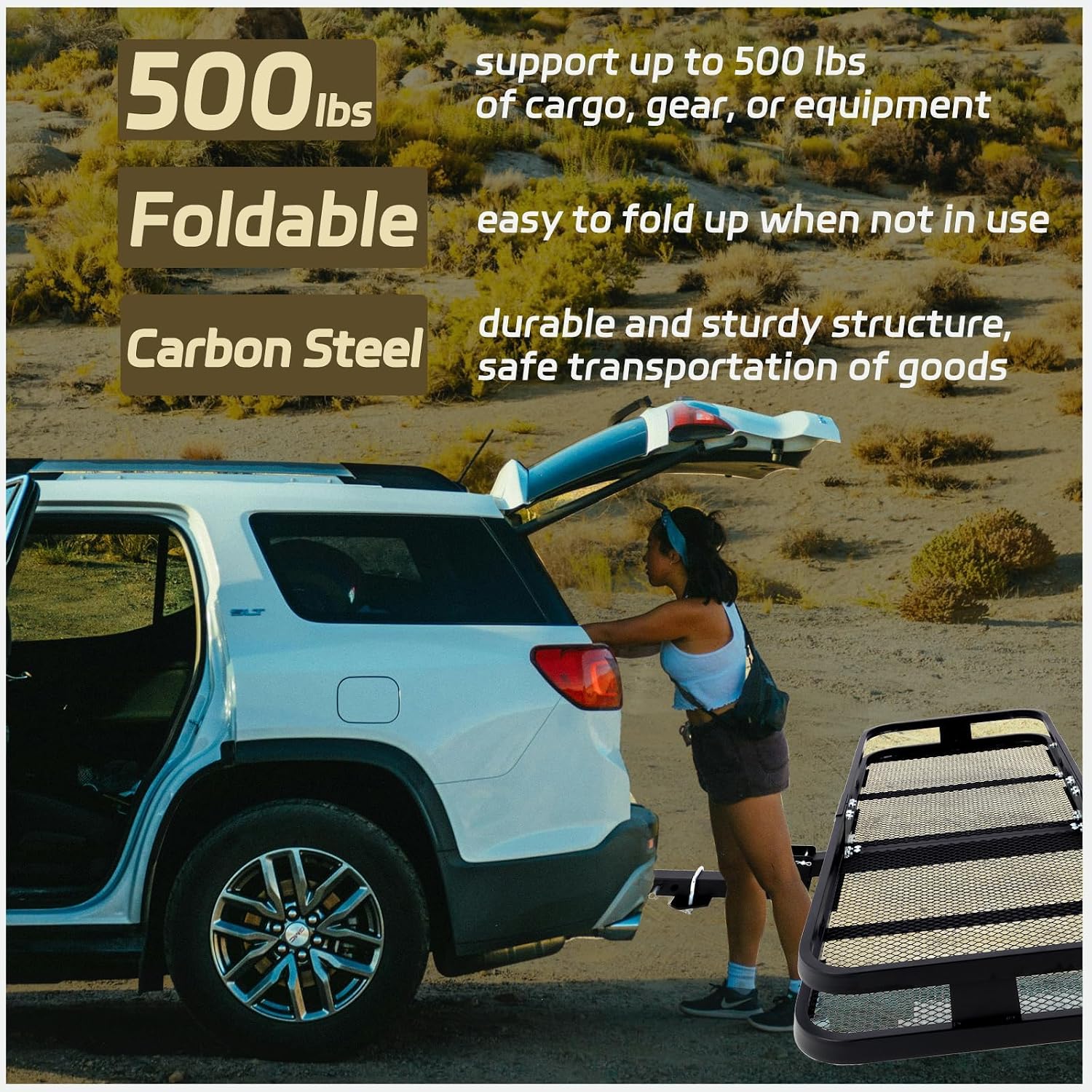 OUTLANE with Metal Cargo Carrier 60x24x6 Inch - Hitch Cargo Carrier, Trailer Hitch Cargo Carrier, Cargo Carrier, and Cargo Hitch Carrier