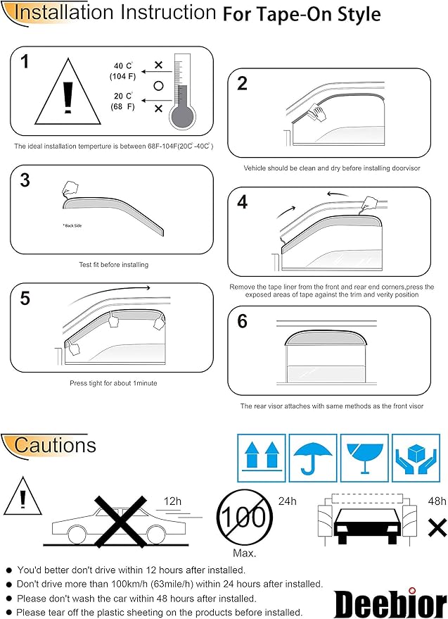 94077 Side Window Wind Vent Deflector, Window Visor fit - Image 6