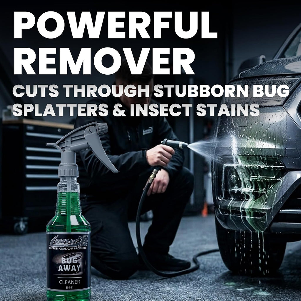 LANE'S Bug and Tar Remover Kit for Cars | Concentrated Spray Formula | 32oz | Insect Car Cleaner for Windshield, Glass, Plastic, Metal | Citrus Automotive Tar Degreaser | Safe for Paint & Clear Coats