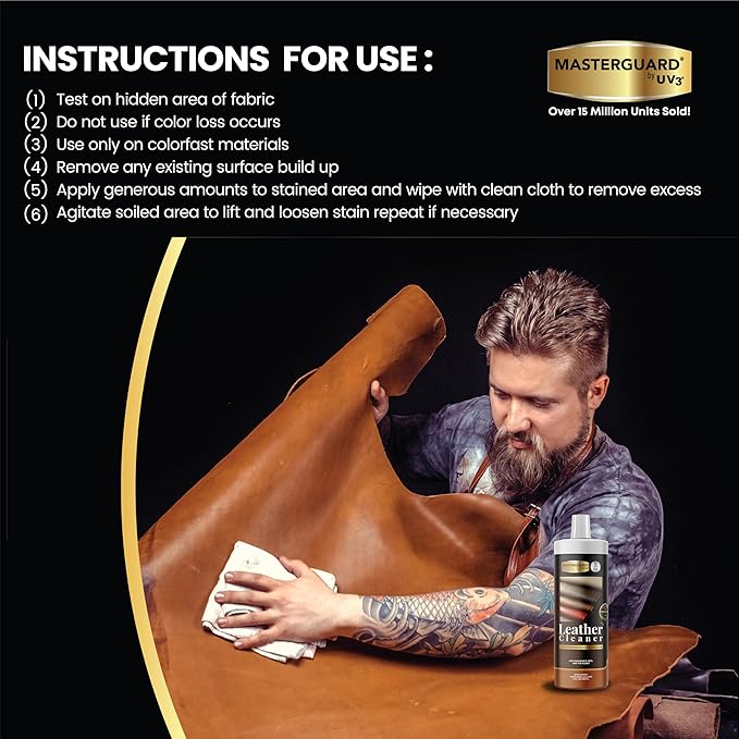 Water Based Solution Leather Cleaner and Conditioner w/ 2 Free Microfiber Cloths - Image 3