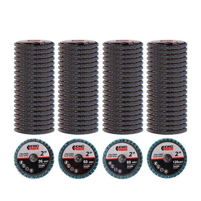 HOMO FABER 100Pcs 2 Inch Flap Discs, Die Grinder Sanding Disc Roll Lock