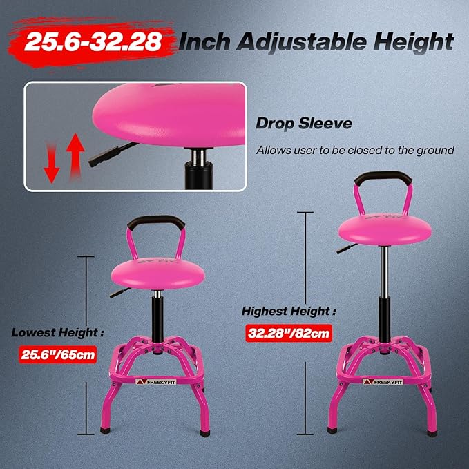 Garage Stool, Adjustable Height Swivel Work Mechanic Shop Stool - Image 2