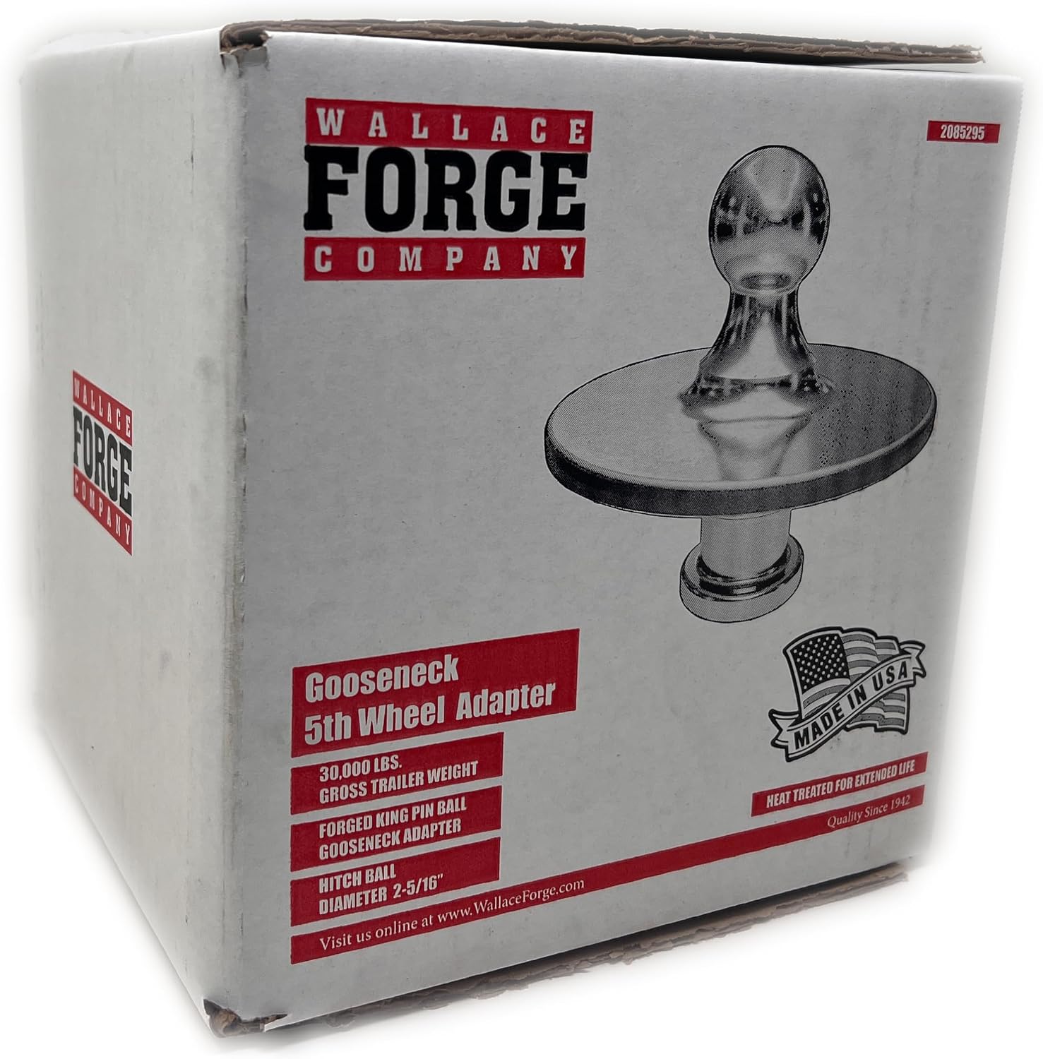 Wallace Forge Kingpin to Gooseneck Ball Adapter - Made in U.S.A.