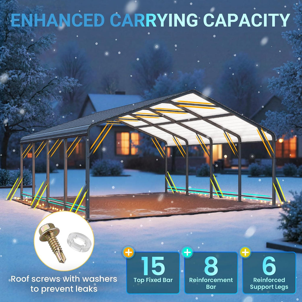 wisteria lane metal carport, carports 20x20 heavy duty shown in use