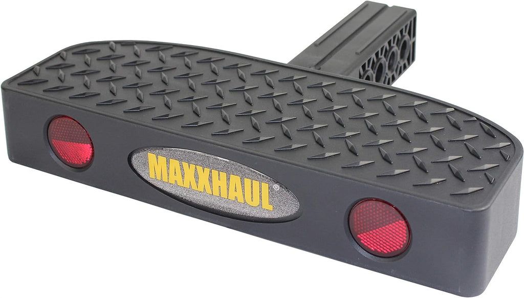 MaxxHaul 50234 Hitch Mount Bump Step For 2 inch Hitch Receiver With Anti Slip Platform For RV SUV Truck Flatbed Camper With Safety Reflectors