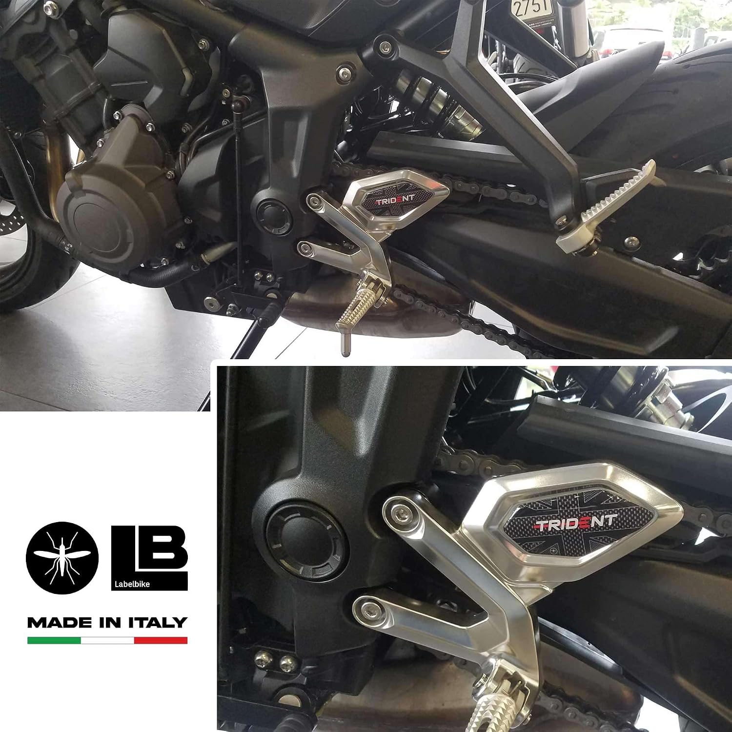 labelbike - 3D Sticker Motorcycle Door Sill Protection and Decoration in Resin Compatible with Triumph Trident 660 2021-2026 Color Carbon Black