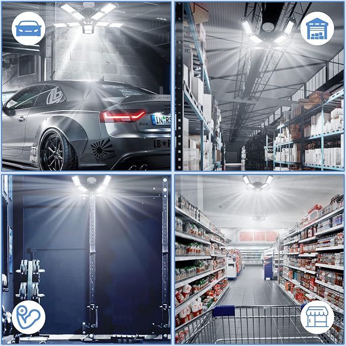 LED Garage Lights Bulb 10+1 Panels 2 Pack -200W, 20000LM 6500K Led Shop Light - Image 6