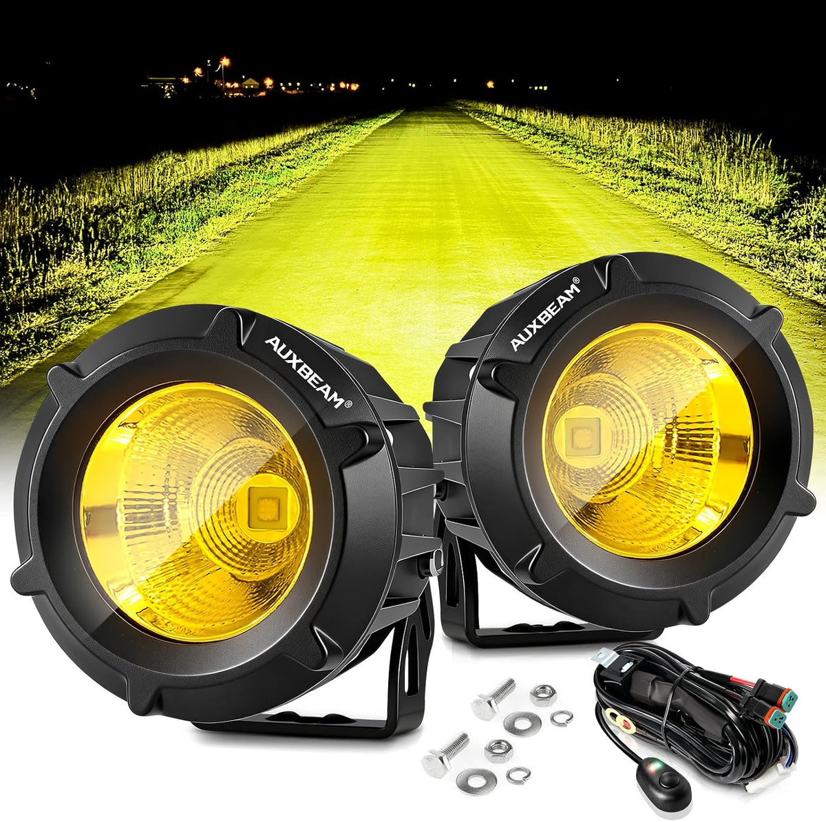 auxbeam 3.5'' 50w amber led offroad light 5000lm, main product view