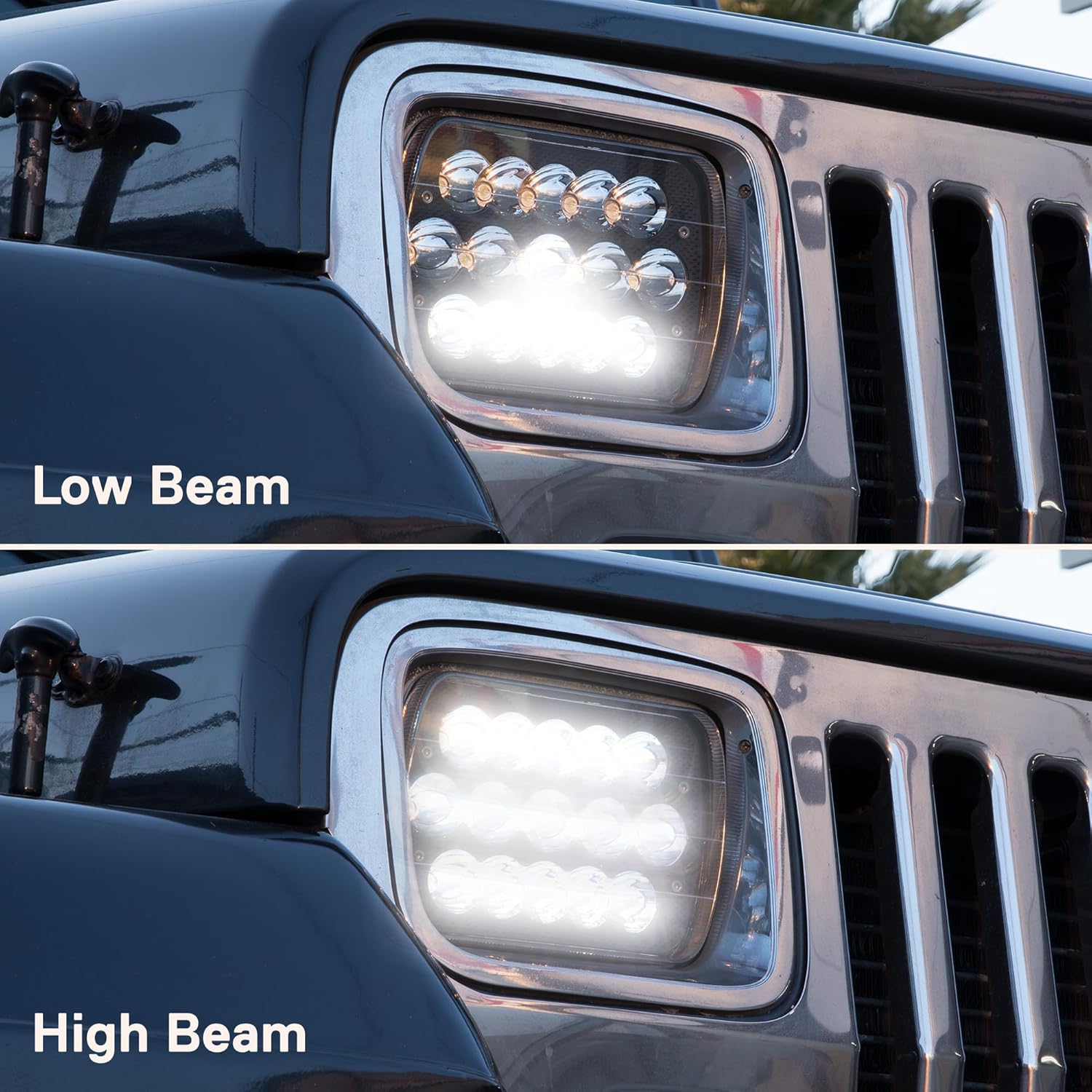 TRUE MODS 7x6 5x7 H6054 Black LED Headlights H4 Sealed Beam Replacement Lamp for Jeep Wrangler YJ Cherokee XJ Chevy Express Blazer S10 Van GMC Savana Ford Econoline E150 Nissan D21 Toyota Pickup Truck