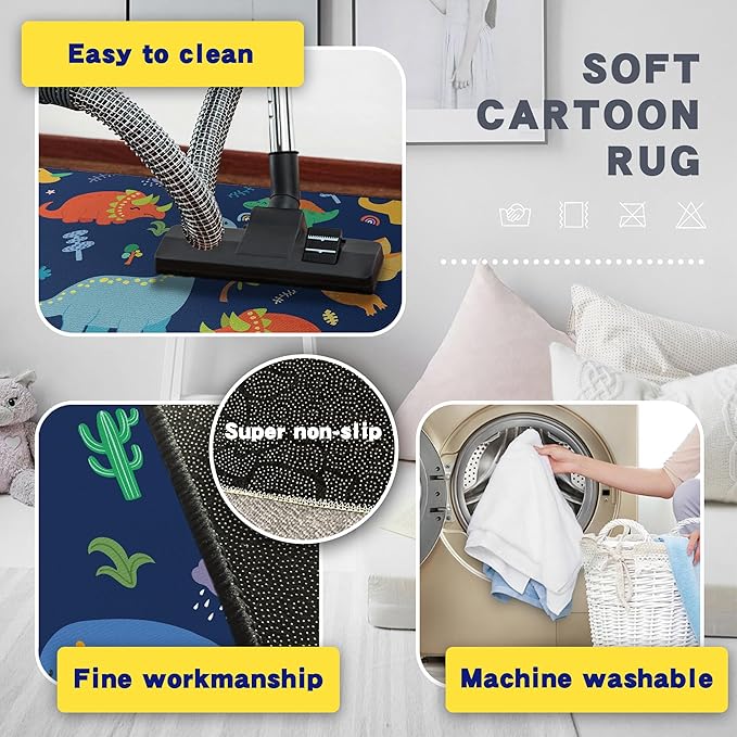 Cute Cartoon Dinosaur Rug for Boys Bedroom 59"x39" Bedroom Playroom Decor for - Image 5