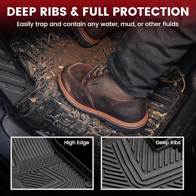 LASFIT Floor Mats for Rivian R1S 2022 2023 2024, All Weather Floor Liner TPE - Image 7