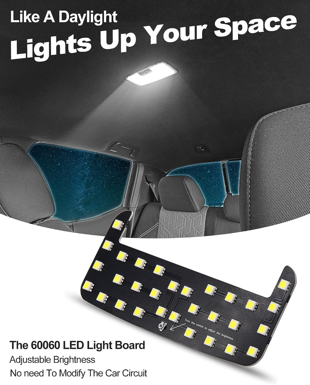 LED Light,Interior Dome Lighting Upgraded Accessory,6000K Pure White Light,Brightness Can Adjust,For Toyota Tacoma(3rd Gen,2016-2023),FJ Cruiser,4Runner,Rav4,Camry,Corolla,Highlander,Prius