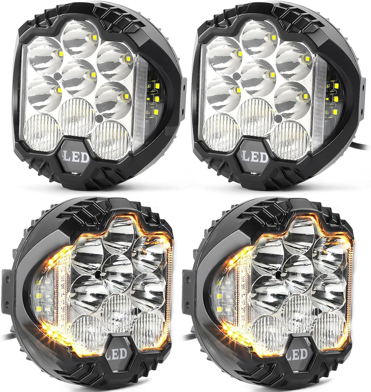 ligbt 4pcs 7 inch amber round led offroad, main product view