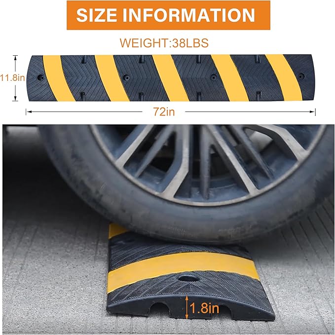 Orangestar 2-Pack 6Ft Rubber Speed Bump, 2 Channel Heavy Duty Speed Hump Cable - Image 7