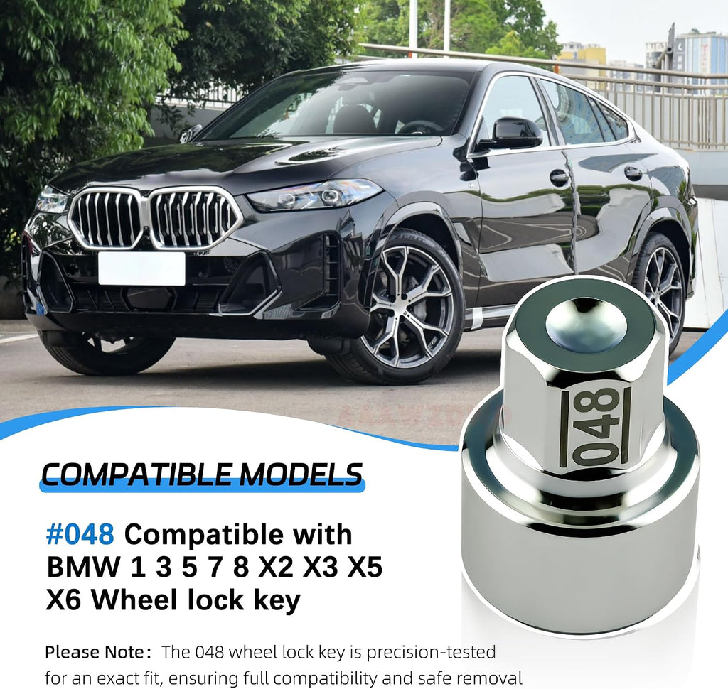 #048 Compatible with BMW 1 3 5 7 8 X2 X3 X5 X6 Wheel Lock Key Tire Lug Key | 048 Wheel Locking Nut Key Replacement