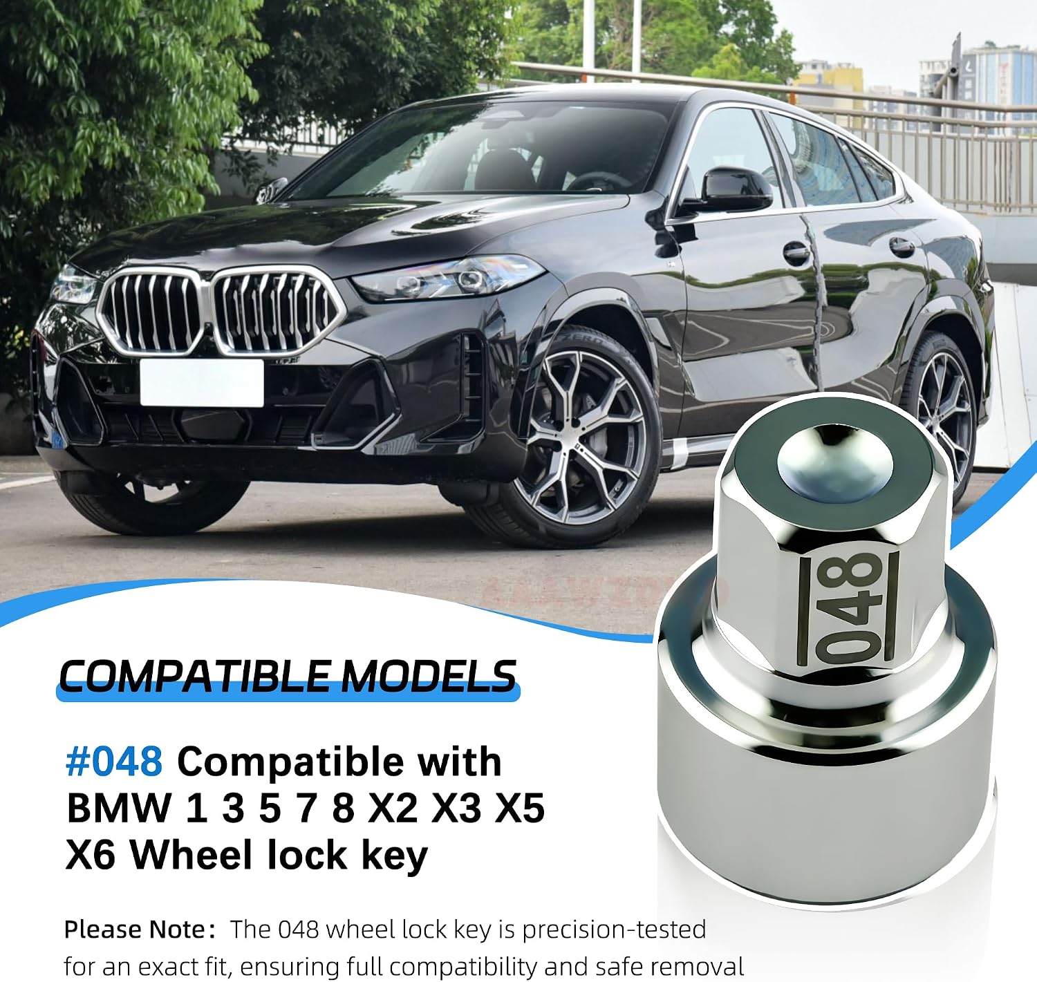 #048 Compatible with BMW 1 3 5 7 8 X2 X3 X5 X6 Wheel Lock Key Tire Lug Key | 048 Wheel Locking Nut Key Replacement