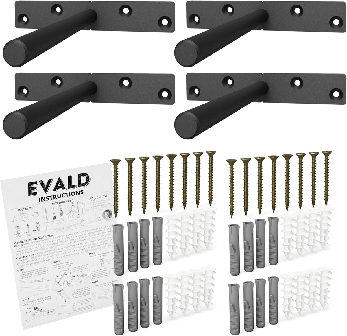 evald heavy duty floating shelf brackets 6 inch, main product view