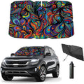 Windshield Sun Shade Umbrella for Car Foldable Umbrella Front Window Sunshade UV Block Windshield Shades for Sedan, SUV, Hatchbacks 57 * 31" (Abstract)