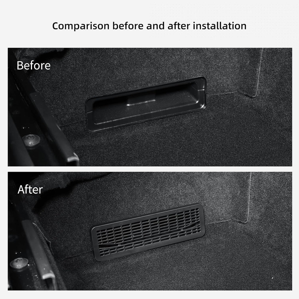 LUCKEASY 2PCS Floor Air Flow Vent Grille Protection for Tesla Model Y Juniper Standard/Premium/Performance 2025 2026 Air Vent Cover Rear Under Seat Condition Outlet Grille Protector Accessories