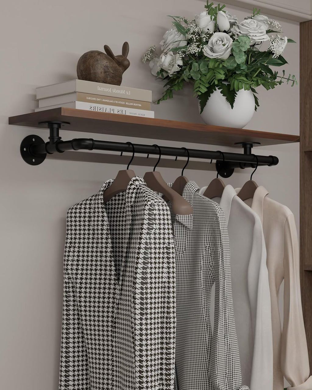 clothes rack 36in, wall mounted garment rack with, main product view