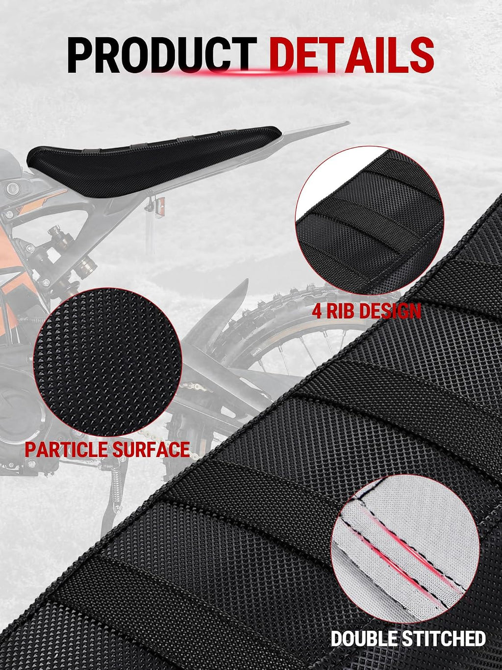 Electric Dirt Bike Seat Cover for Surron Light Bee,Non-Slip Motorcycle Cushion Cover for Sur Ron Light Bee X and S/X160/X260-Black