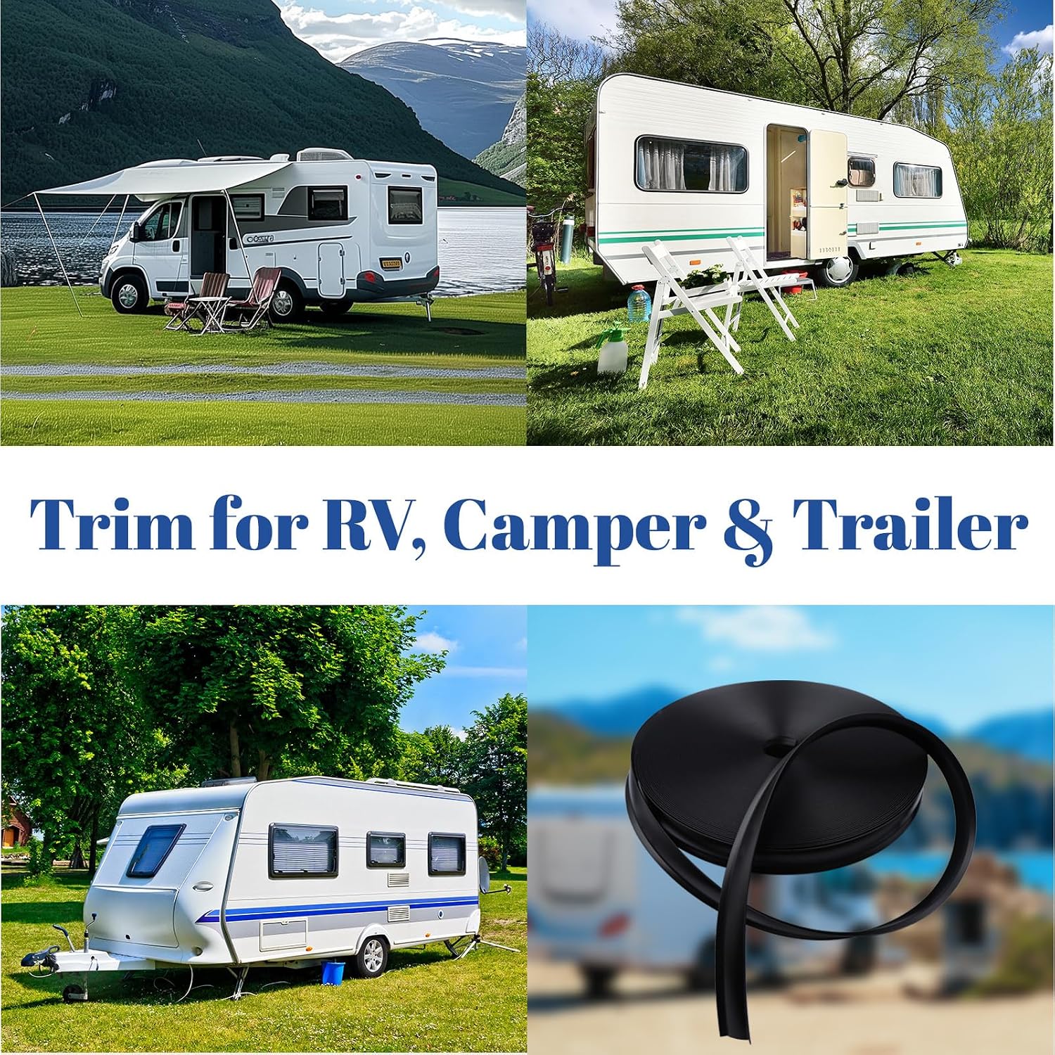 1" RV Vinyl Trim Molding Insert, 120FT RV Weather Stripping Exterior Screw Cover Trim Molding Exterior, Camper Weather Stripping Camper Trailer Roof Corner Gutter Seal Black