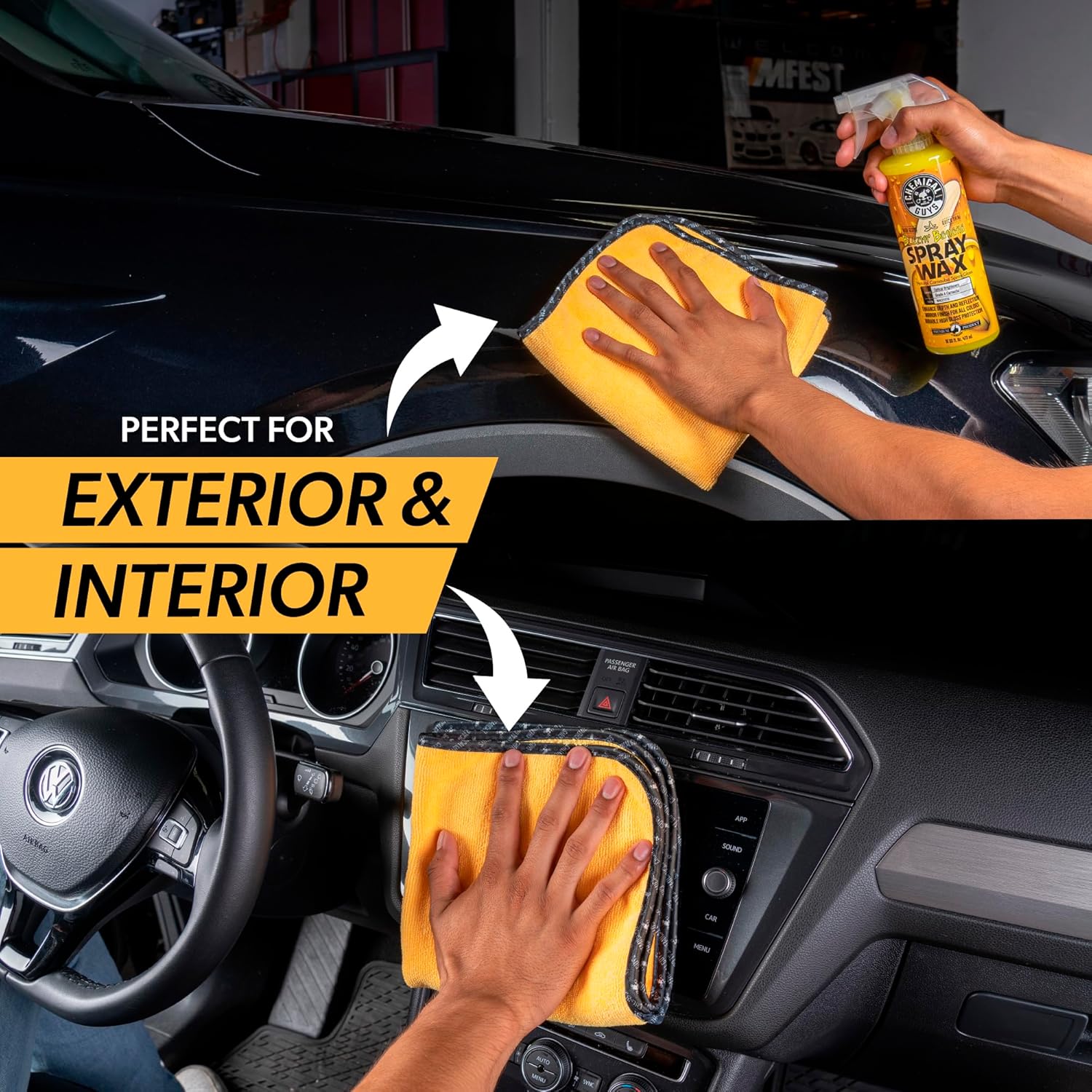 Chemical Guys Professional Grade Premium Microfiber Towels for Cars, Gold, 16" x 16", Ultra-Soft and Scratch-Free Car Detailing Cloths for Trucks, Motorcycles, and More - 24 Pack