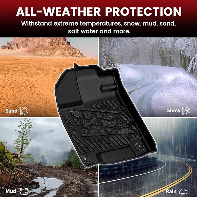 LASFIT Floor Mats for Honda Ridgeline 2025 2024 2023-2017 Crew Cab, All Weather - Image 6